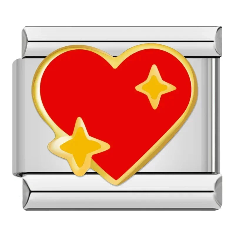Charm Corazón con Estrellas Doradas
