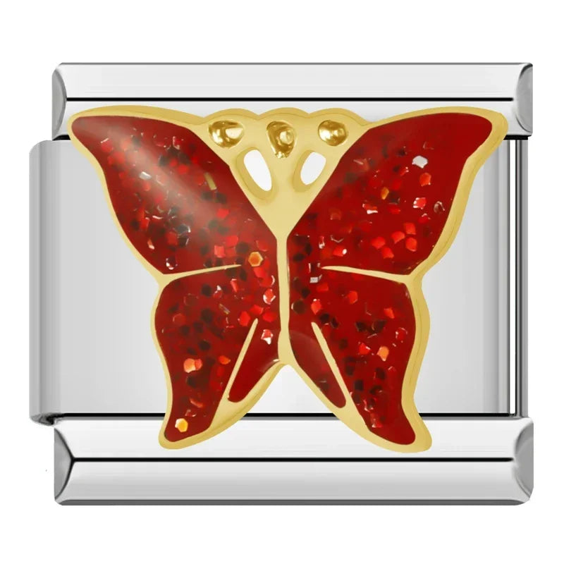 Charm Mariposa Roja Glitter